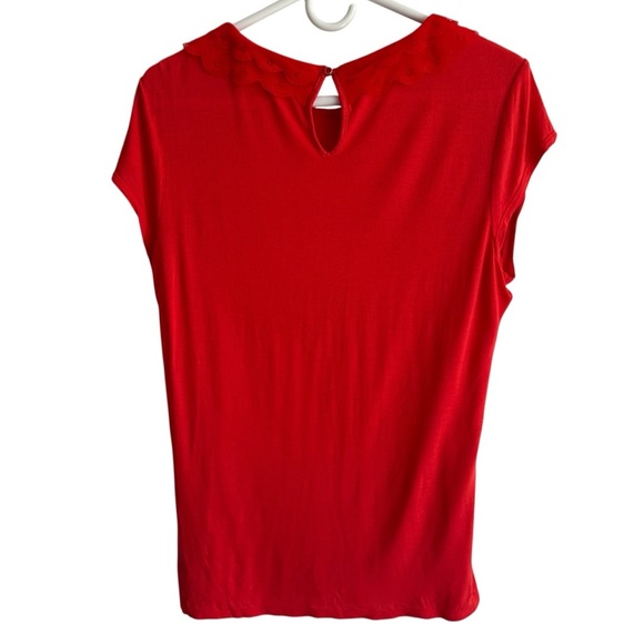 Ted Baker Orange-Red Eyelet Ruffled Neckline Top, Size 4 (10/L) - Picture 7 of 12